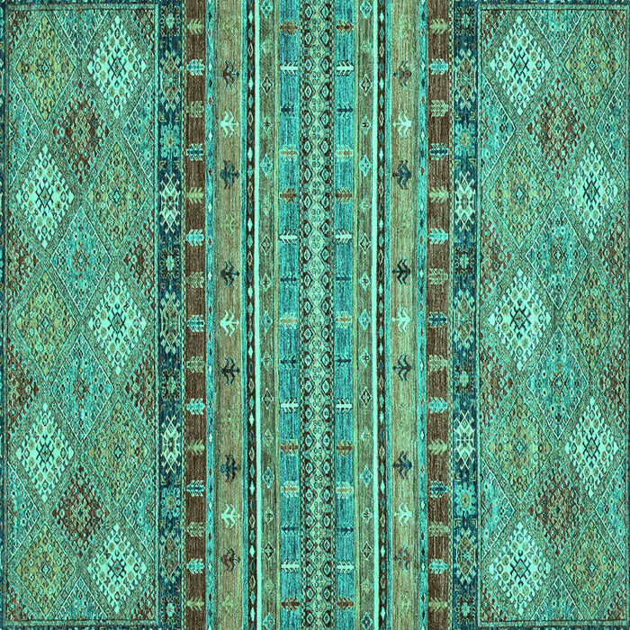Square Machine Washable Abstract Turquoise Modern Area Rugs, wshabs2392turq
