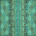 Square Machine Washable Abstract Turquoise Modern Area Rugs, wshabs2392turq