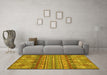 Machine Washable Abstract Yellow Modern Rug in a Living Room, wshabs2392yw