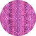 Round Machine Washable Abstract Pink Modern Rug, wshabs2392pnk