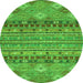 Round Abstract Green Modern Rug, abs2392grn