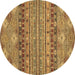 Round Abstract Brown Modern Rug, abs2392brn