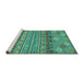 Sideview of Machine Washable Abstract Turquoise Modern Area Rugs, wshabs2392turq