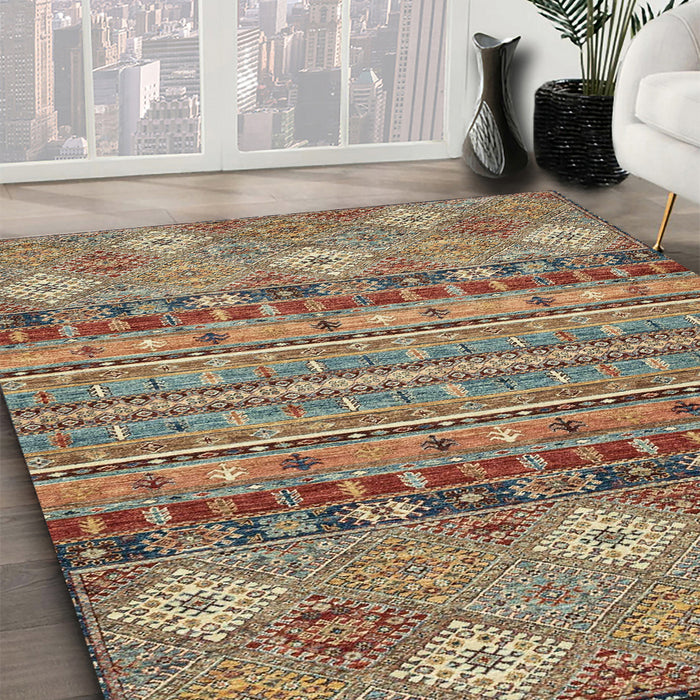 Abstract Camel Brown Modern Rug in Family Room, abs2392
