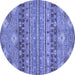 Round Abstract Blue Modern Rug, abs2392blu