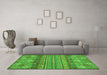 Machine Washable Abstract Green Modern Area Rugs in a Living Room,, wshabs2392grn