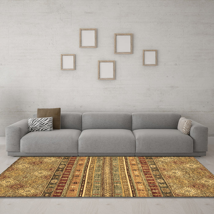 Machine Washable Abstract Brown Modern Rug in a Living Room,, wshabs2392brn