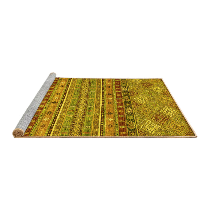 Sideview of Machine Washable Abstract Yellow Modern Rug, wshabs2392yw