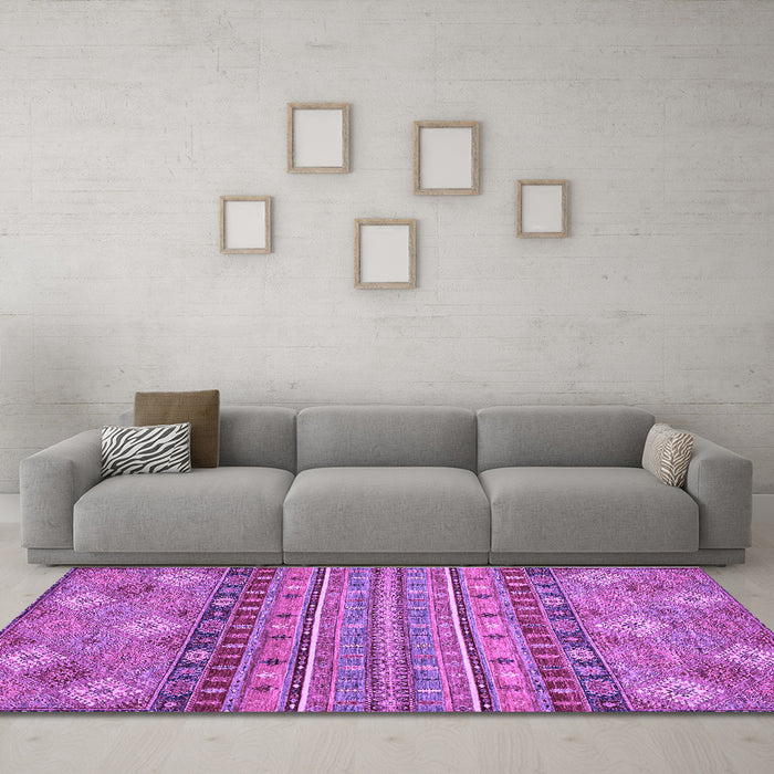 Machine Washable Abstract Purple Modern Area Rugs in a Living Room, wshabs2392pur