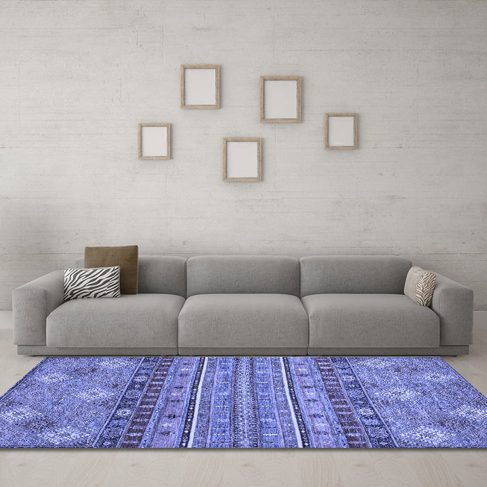 Machine Washable Abstract Blue Modern Rug in a Living Room, wshabs2392blu