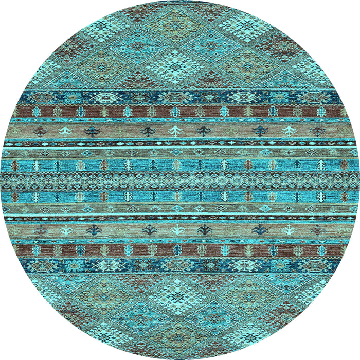 Round Abstract Light Blue Modern Rug, abs2392lblu