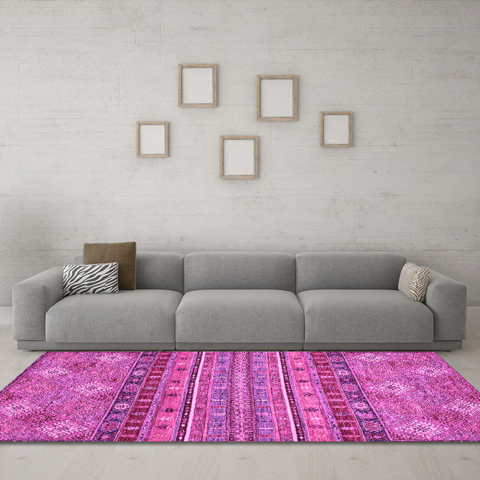 Machine Washable Abstract Pink Modern Rug in a Living Room, wshabs2392pnk