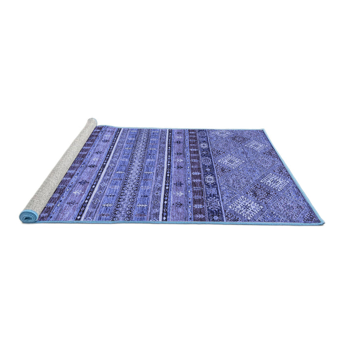Sideview of Machine Washable Abstract Blue Modern Rug, wshabs2392blu