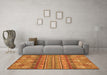 Machine Washable Abstract Orange Modern Area Rugs in a Living Room, wshabs2392org