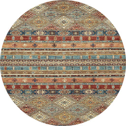 Round Machine Washable Abstract Camel Brown Rug, wshabs2392