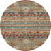 Round Machine Washable Abstract Camel Brown Rug, wshabs2392