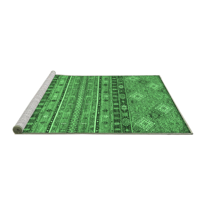 Sideview of Machine Washable Abstract Emerald Green Modern Area Rugs, wshabs2392emgrn