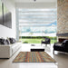 Square Abstract Camel Brown Modern Rug in a Living Room, abs2392