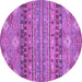 Round Machine Washable Abstract Purple Modern Area Rugs, wshabs2392pur