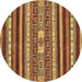 Round Machine Washable Abstract Brown Modern Rug, wshabs2393brn