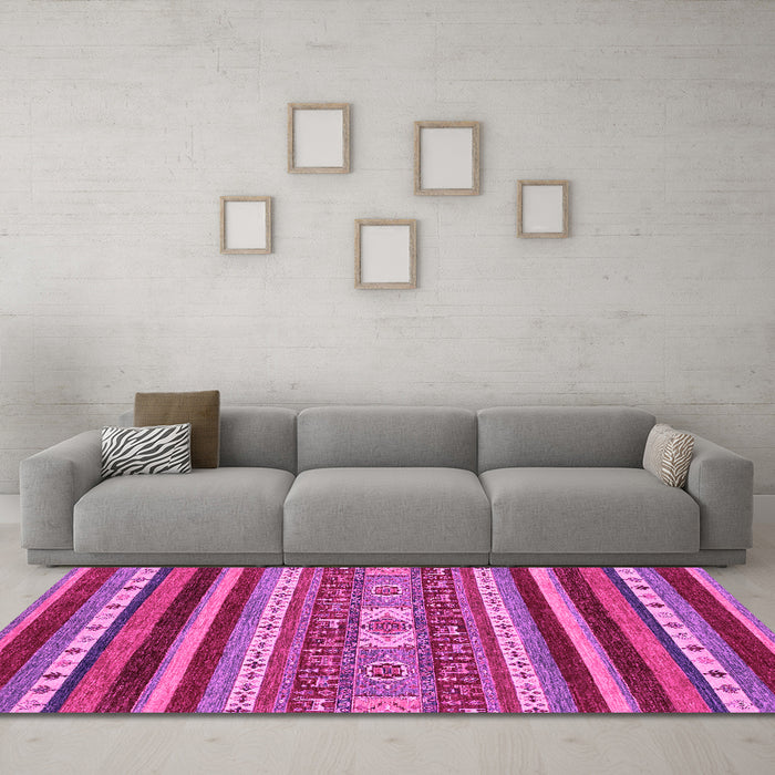 Machine Washable Abstract Pink Modern Rug in a Living Room, wshabs2393pnk
