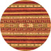 Round Machine Washable Abstract Orange Modern Area Rugs, wshabs2393org