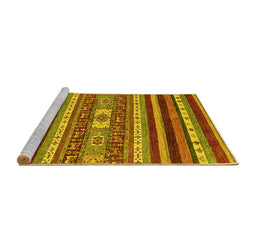 Sideview of Machine Washable Abstract Yellow Modern Rug, wshabs2393yw