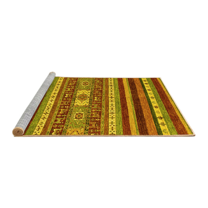 Sideview of Machine Washable Abstract Yellow Modern Rug, wshabs2393yw