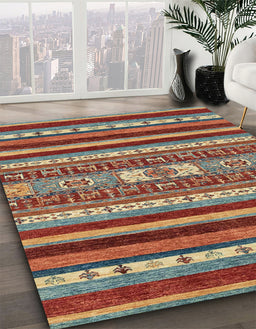 Machine Washable Abstract Brown Rug in a Family Room, wshabs2393