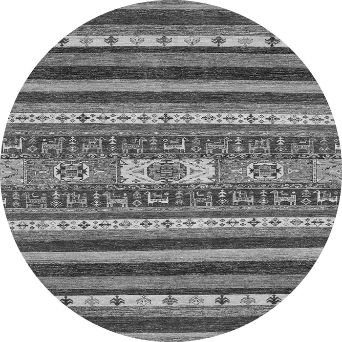 Round Machine Washable Abstract Gray Modern Rug, wshabs2393gry