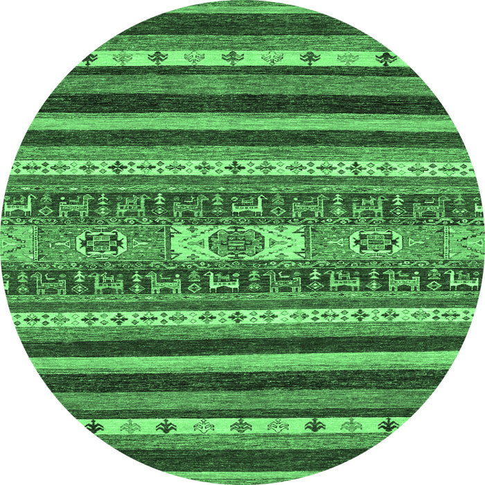 Round Abstract Emerald Green Modern Rug, abs2393emgrn