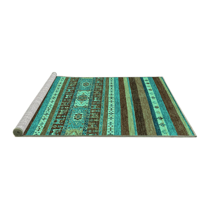 Sideview of Machine Washable Abstract Turquoise Modern Area Rugs, wshabs2393turq