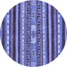 Round Abstract Blue Modern Rug, abs2393blu