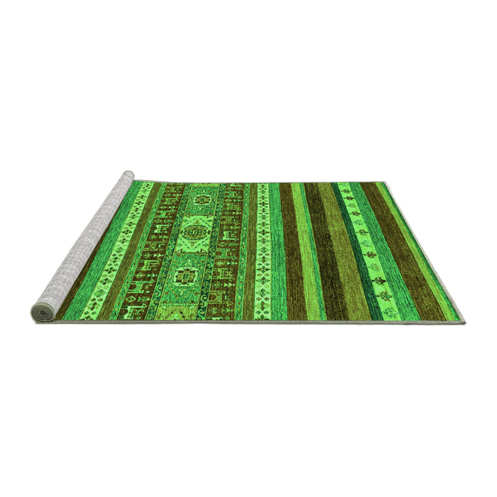 Sideview of Machine Washable Abstract Green Modern Area Rugs, wshabs2393grn