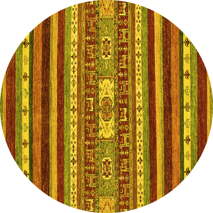 Round Machine Washable Abstract Yellow Modern Rug, wshabs2393yw