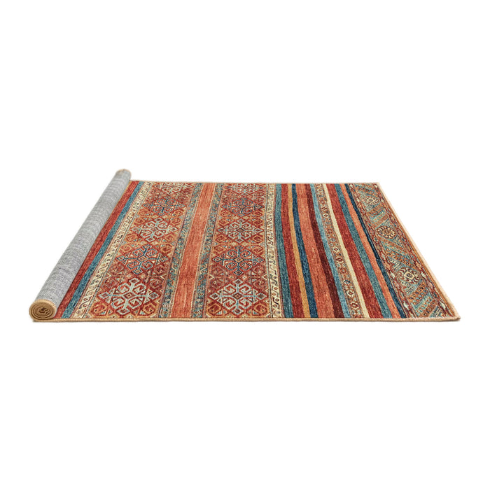 Sideview of Machine Washable Abstract Camel Brown Rug, wshabs2394
