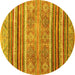 Round Machine Washable Abstract Yellow Modern Rug, wshabs2394yw