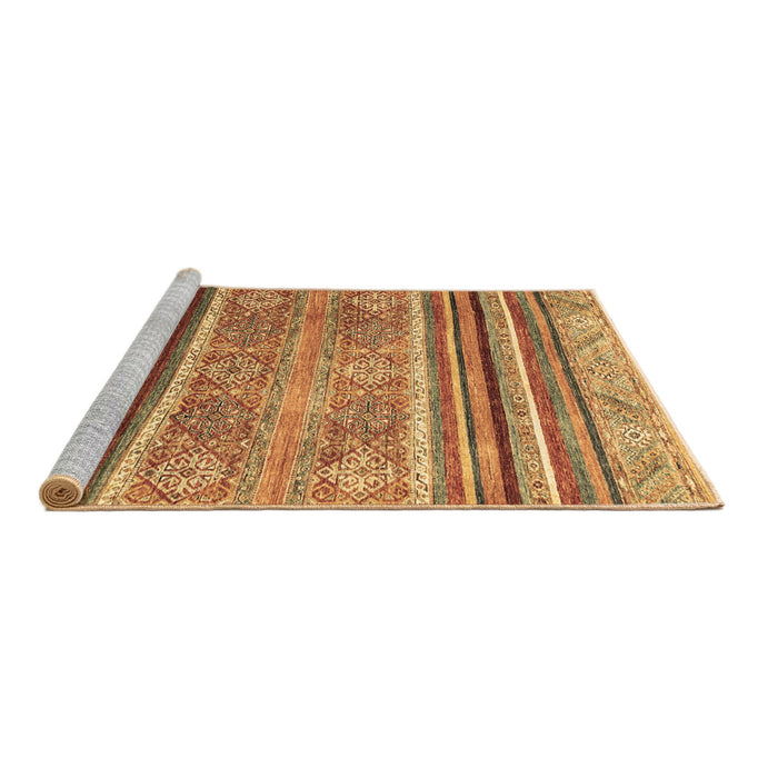 Sideview of Machine Washable Abstract Brown Modern Rug, wshabs2394brn