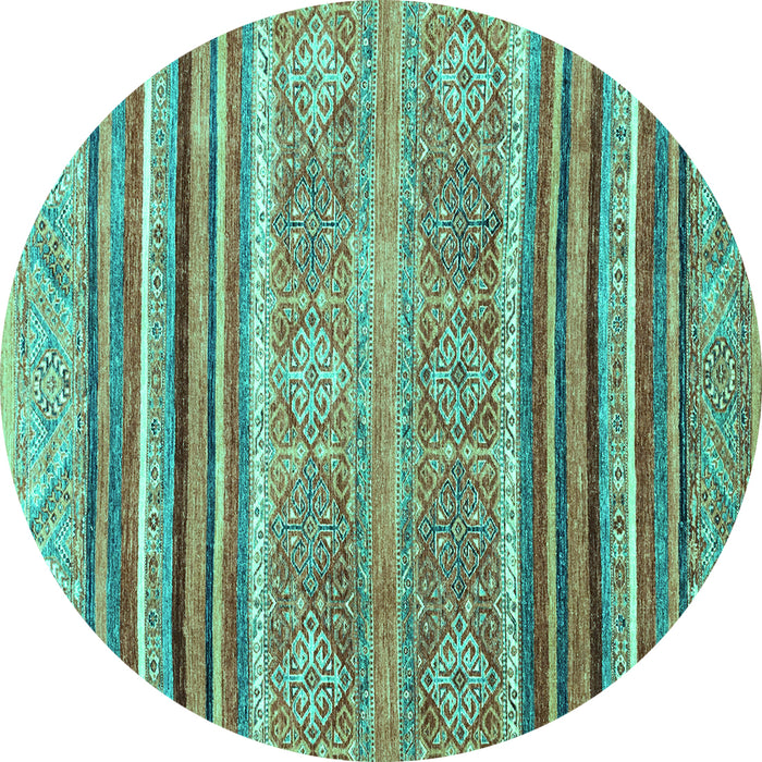 Round Abstract Turquoise Modern Rug, abs2394turq