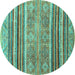 Round Abstract Turquoise Modern Rug, abs2394turq