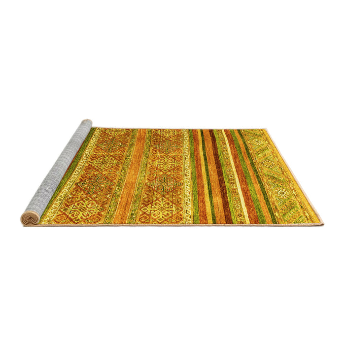 Sideview of Machine Washable Abstract Yellow Modern Rug, wshabs2394yw
