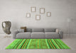 Machine Washable Abstract Green Modern Area Rugs in a Living Room,, wshabs2394grn