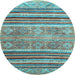 Round Machine Washable Abstract Light Blue Modern Rug, wshabs2394lblu