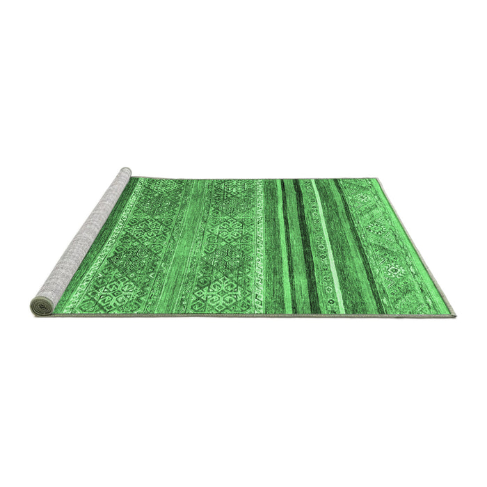 Sideview of Machine Washable Abstract Emerald Green Modern Area Rugs, wshabs2394emgrn