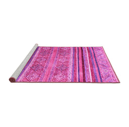 Sideview of Machine Washable Abstract Pink Modern Rug, wshabs2394pnk