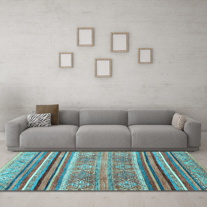 Machine Washable Abstract Light Blue Modern Rug in a Living Room, wshabs2394lblu