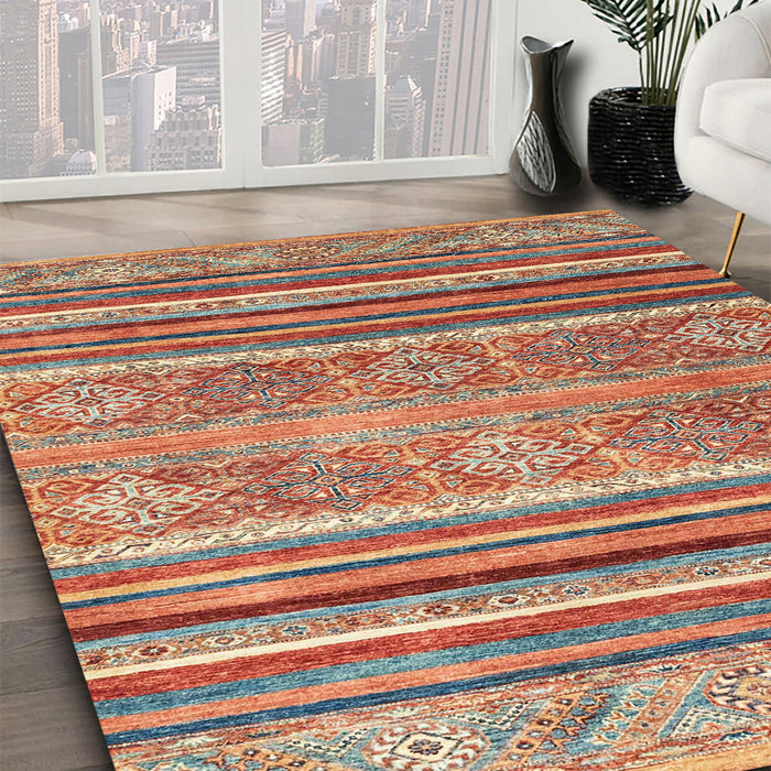 Machine Washable Abstract Camel Brown Rug in a Family Room, wshabs2394