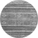 Round Machine Washable Abstract Gray Modern Rug, wshabs2394gry