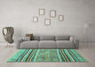 Machine Washable Abstract Turquoise Modern Area Rugs in a Living Room,, wshabs2394turq