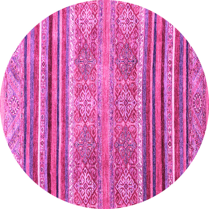 Round Machine Washable Abstract Pink Modern Rug, wshabs2394pnk